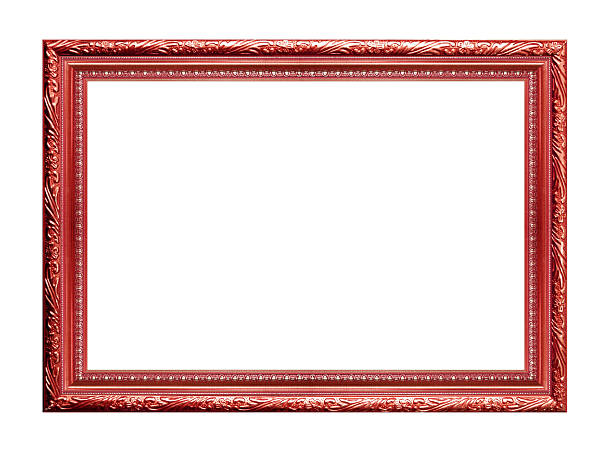 istock Red wood picture frame on white background. 537270400