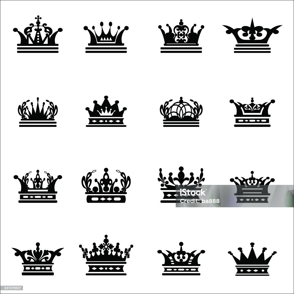 Crown set icons black on white. Vector illustration Crown set icons black on white. Crown symbol for your web site design. Vector illustration 2015 stock vector
