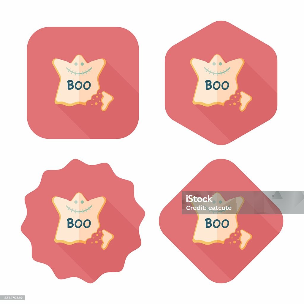 Halloween cookies flat icon with long shadow,eps10 Autumn stock vector