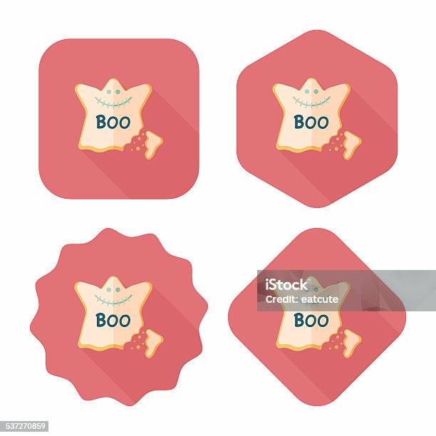 Halloween Cookies Flat Icon With Long Shadow Eps10 Stock Illustration - Download Image Now - Autumn, Baked Pastry Item, Baking