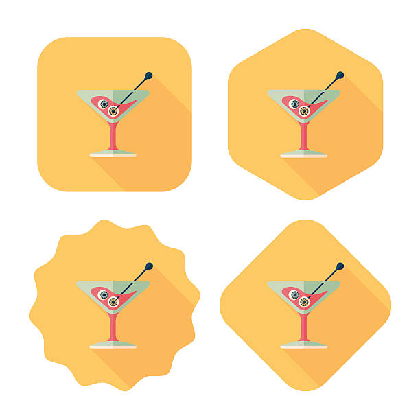 illustrations, cliparts, dessins animés et icônes de icône halloween cocktail écran plat avec longues ombres, eps10 - hue