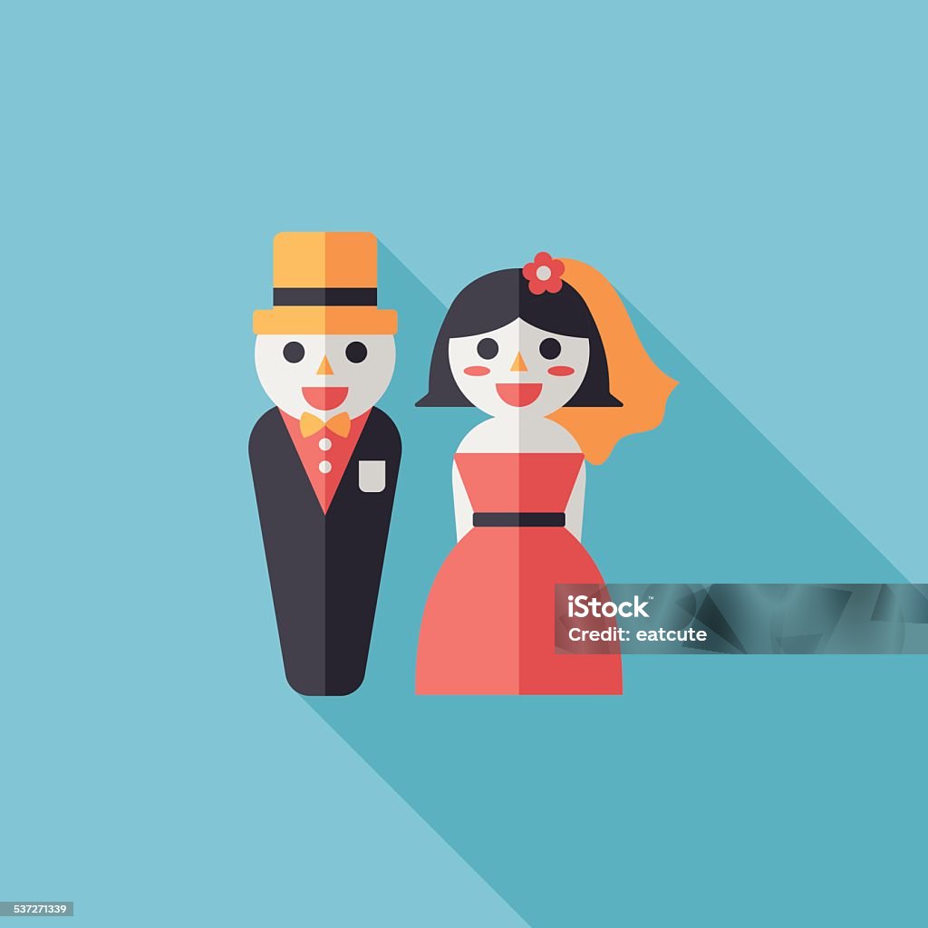 wedding couple flat icon with long shadow,eps10 2015 stock vector