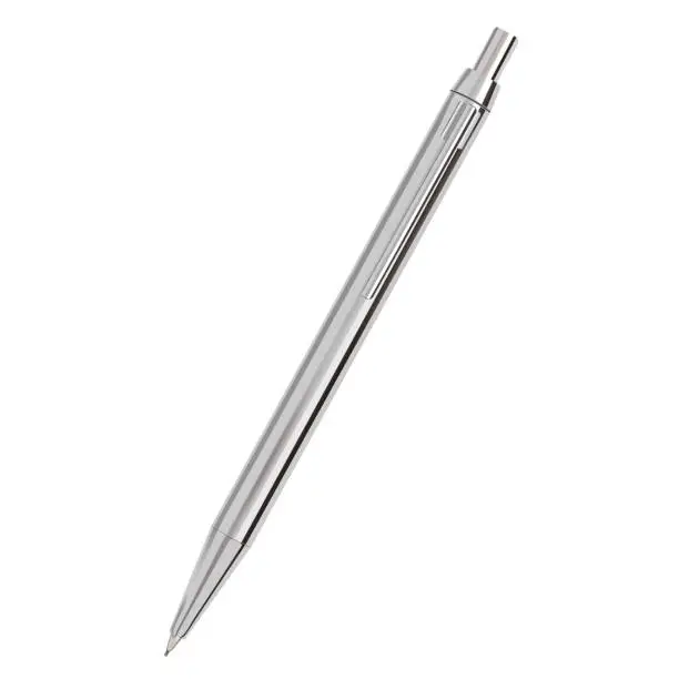 Vector illustration of Silver Ballpoint Pen isolated on white.