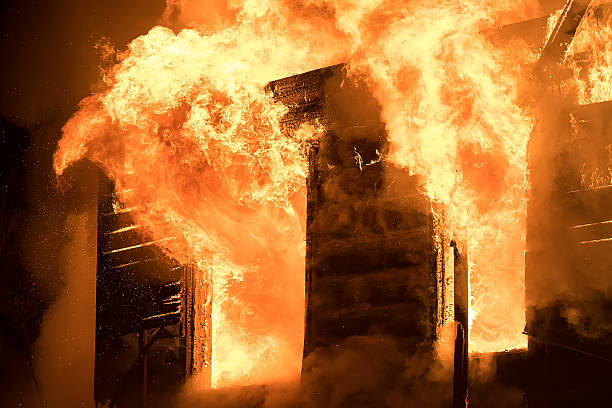 istock Huge Flame Distracting House on Fire. Fire Safety Concept 537273354