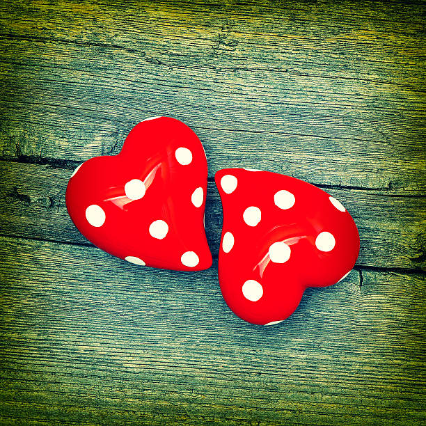 istock Red Hearts On Wooden Background. Valentines Day Decoration 537274749