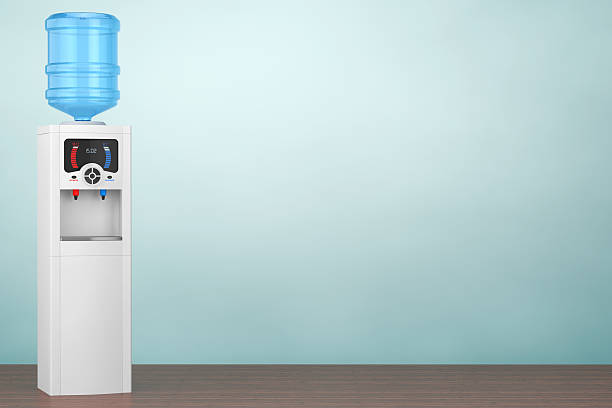 Old Style Photo. Water Cooler with Bottle. 3d rendering Old Style Photo. Water Cooler with Bottle on the floor. 3d rendering whites only drinking fountain stock pictures, royalty-free photos & images