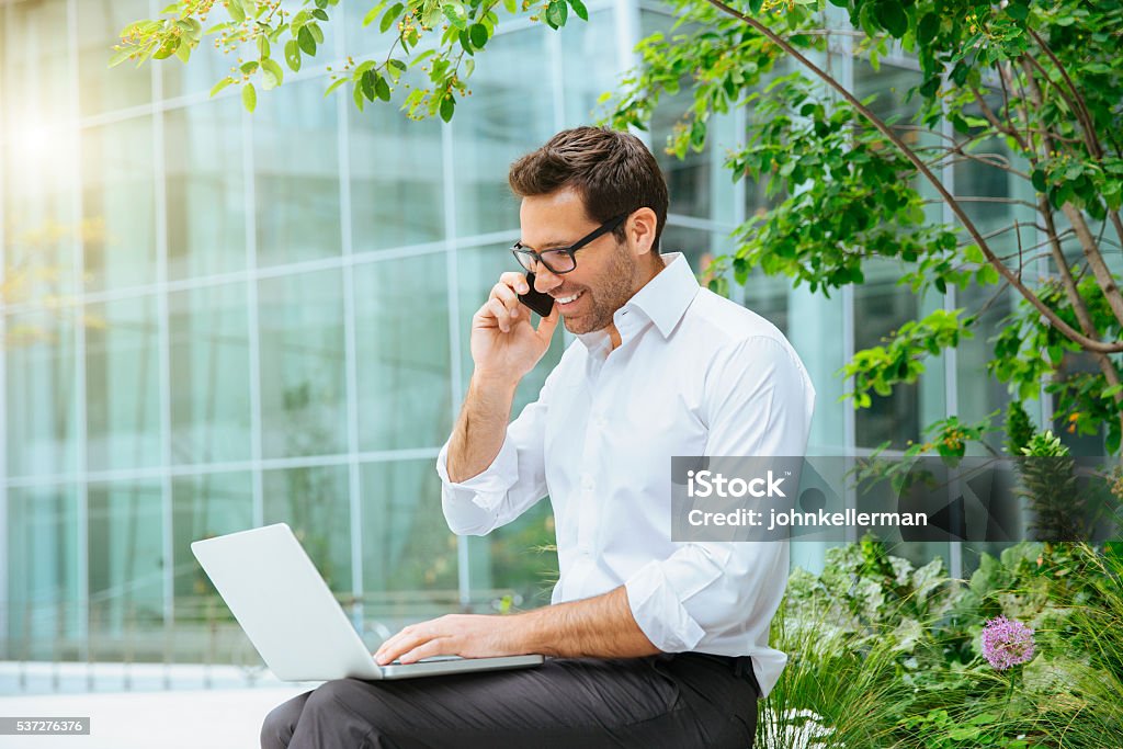 Businessman networking in financial district Paris - France Stock Photo