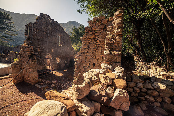 antigo cidade de olimpos, destrict antália, turquia - anatolya imagens e fotografias de stock