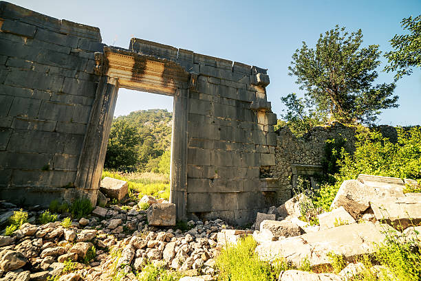 античный город олимпос, destrict анталия, турция - anatolya стоковые фото и изображения