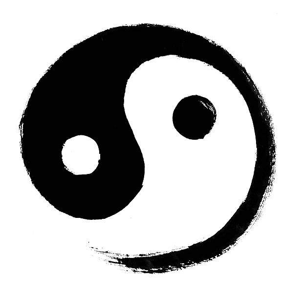 yin yang-grande massimo di medicina cinese dipinto - yin yang symbol immagine foto e immagini stock