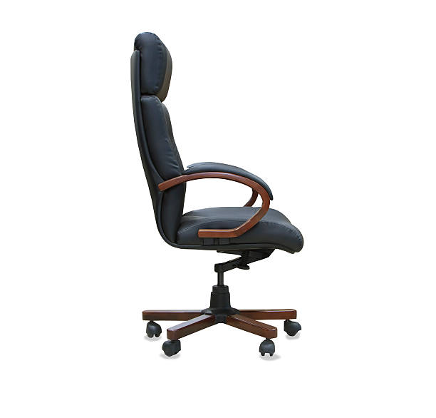 istock The office chair from black leather. Isolated 537285106