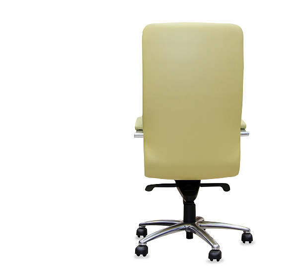 istock back view of modern office chair from black leather. Isolated 537286164