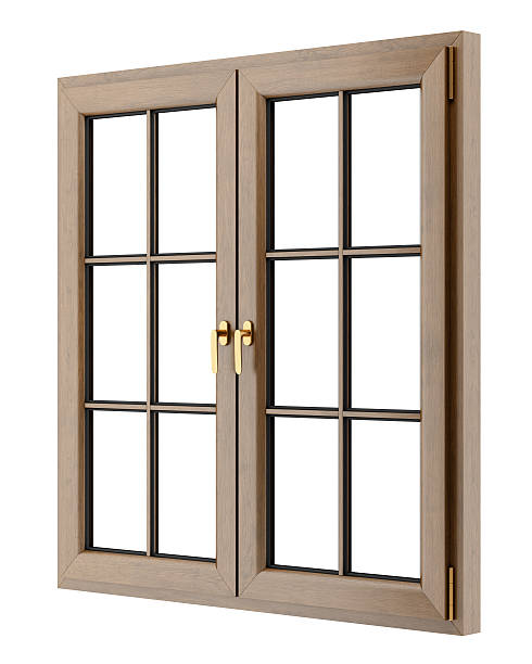 istock brown wooden window isolated on white background 537286258