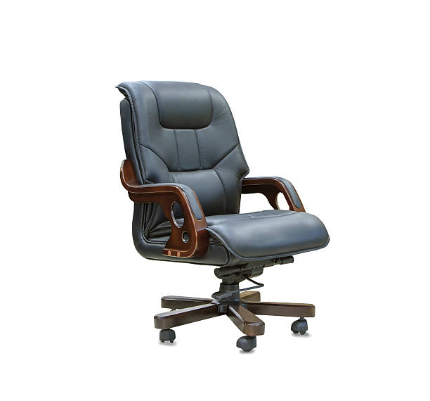 istock The office chair from black leather. Isolated 537286736