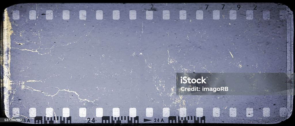 Vintage blue film strip frame background Movie Stock Photo