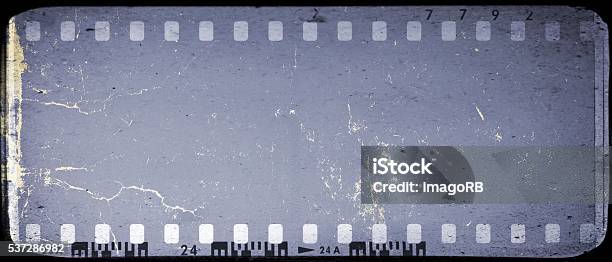 Vintage Blue Film Strip Frame Background Stock Photo - Download Image Now - Movie, Film Reel, Camera Film