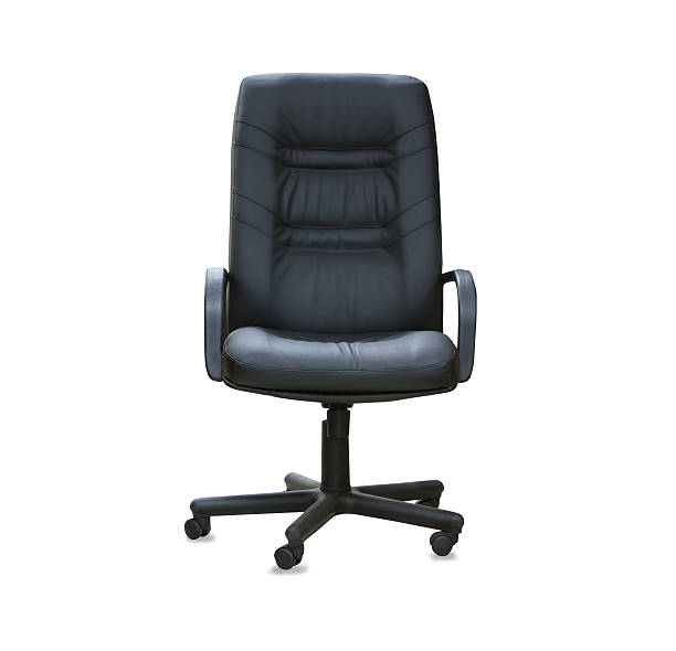 istock Office chair from black leather. Isolated 537287058