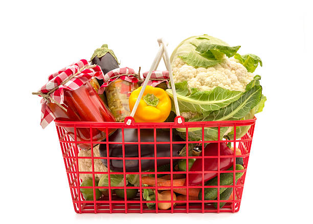 istock Shopping basket full groceries 537287533