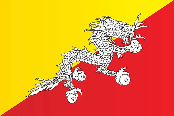 Vector illustration of Flag of Bhutan