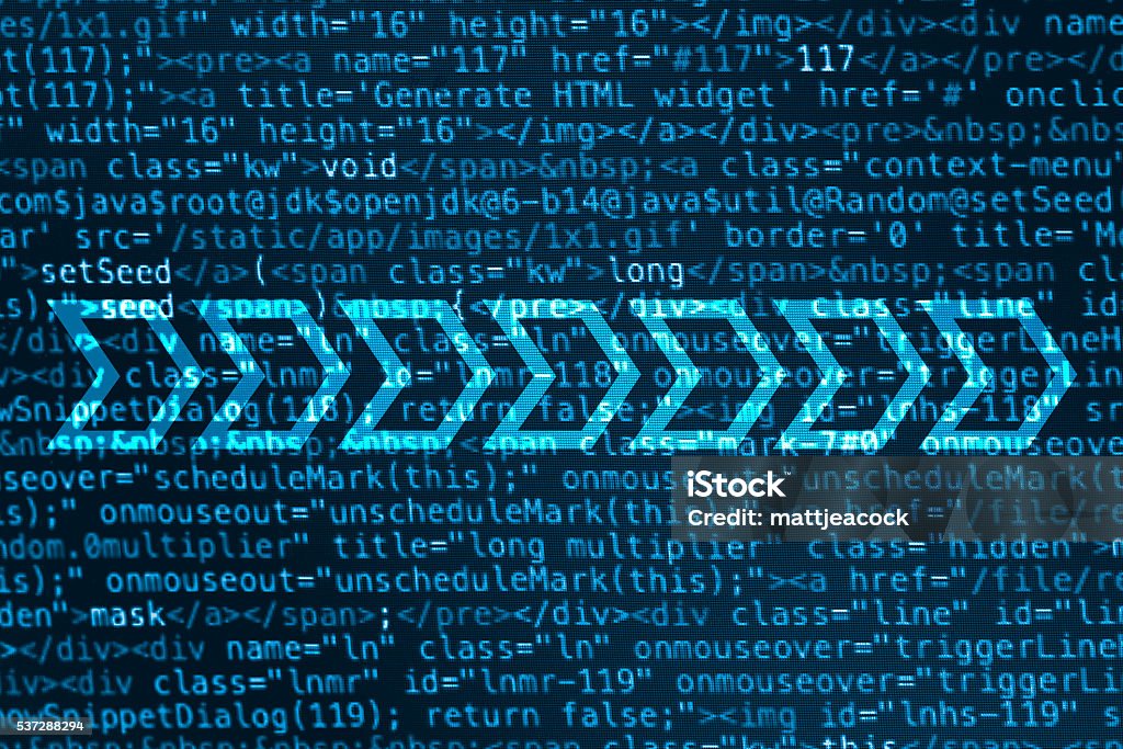 Computer Data Code Screen Computer Data Code Screen With Arrows Stock Illustration - Download ...