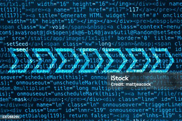 Computer Data Code Screen With Arrows Stock Illustration - Download ...