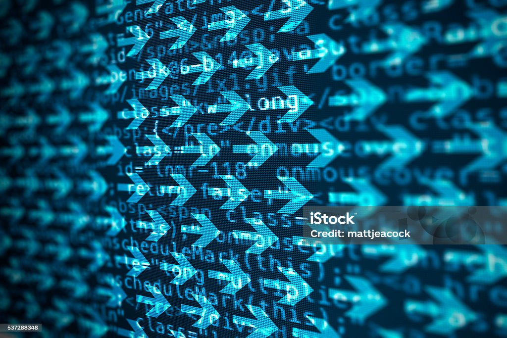 Computer Data Code Screen With Arrows Stock Illustration - Download ...
