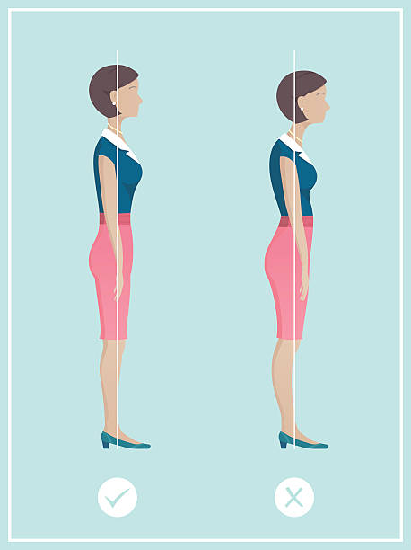 illustrations, cliparts, dessins animés et icônes de bonne posture - back rear view backache posture