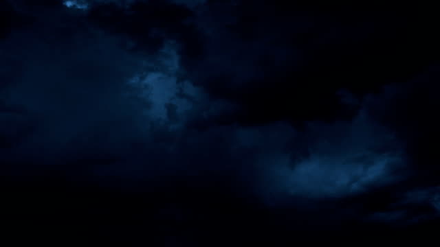 Thunderstorm Clouds at Night with Lightning. HD 1080.