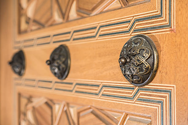 detail from mosque entrance door stock photo