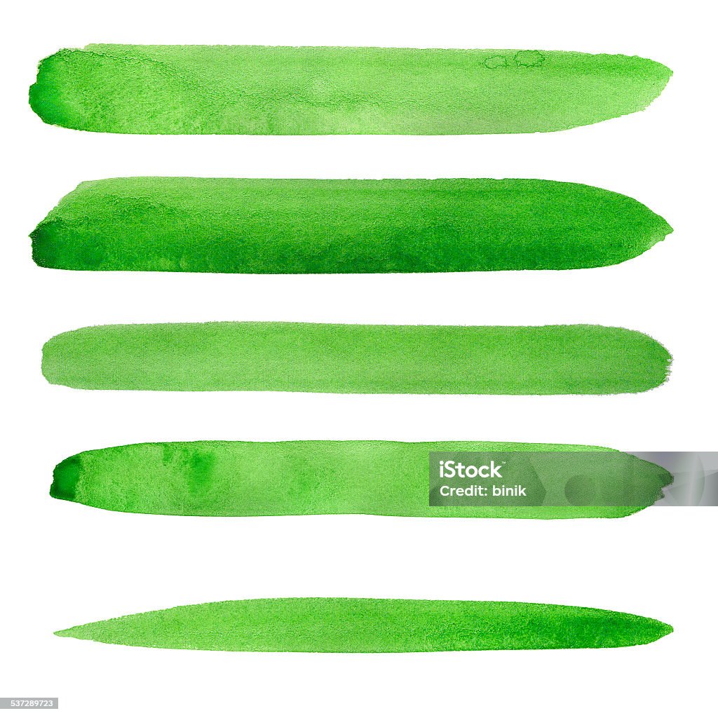 Watercolor paint green background design lines Watercolor paint green design lines set isolated on white background Watercolor Paints Stock Photo