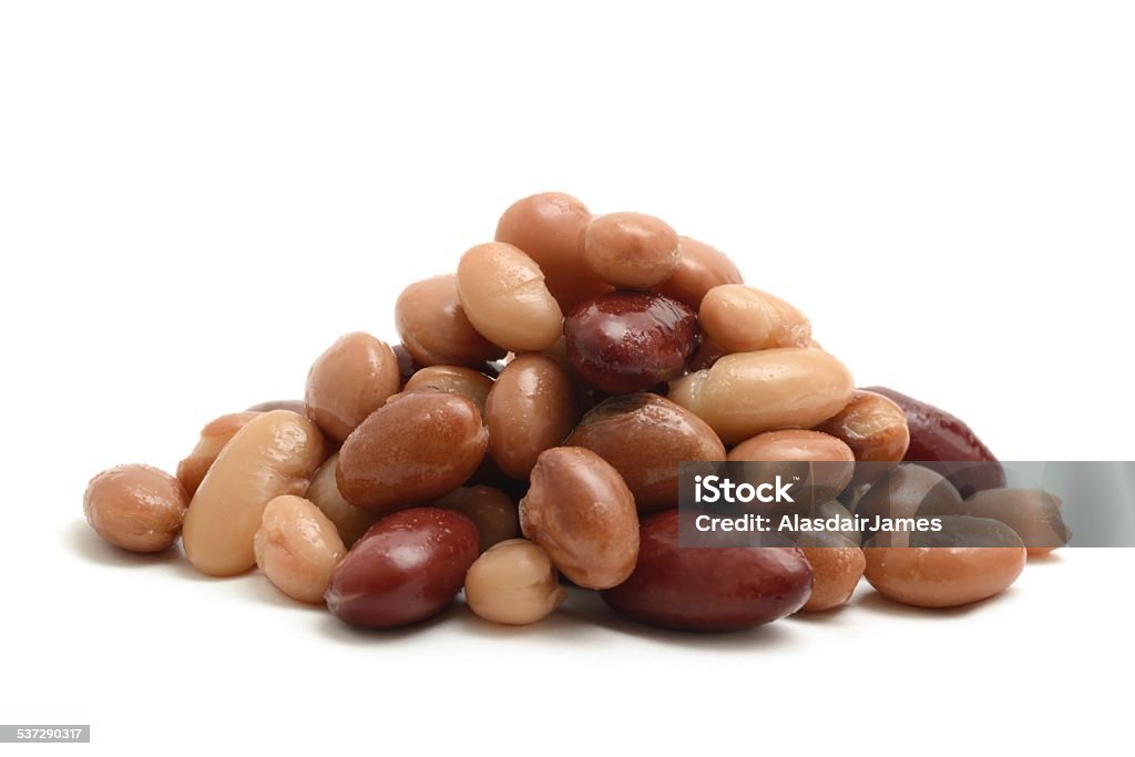 Mixed Beans Kidney beans, pinto beans, cannellini beans, borlotti beans and haricot beans isolated on a white background. Cooked Stock Photo