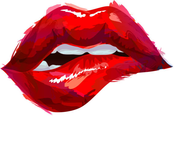 przygryzać wargi - sexy lips stock illustrations