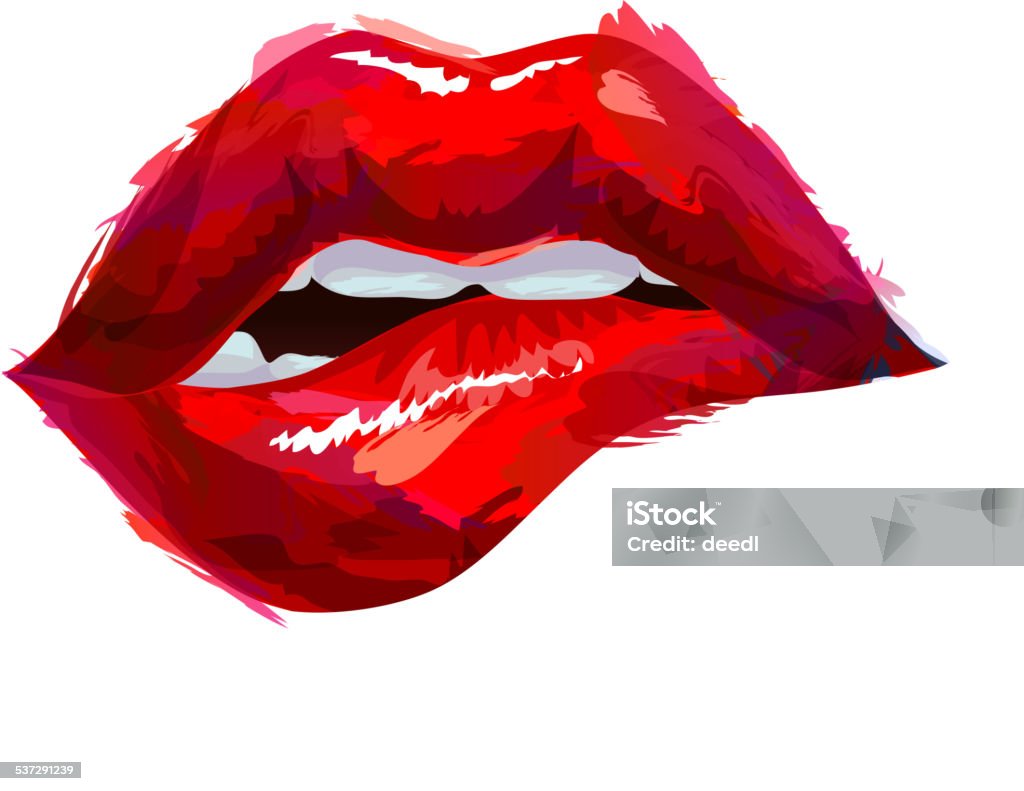 Biting lips Beautiful and sexy lips Human Lips stock vector