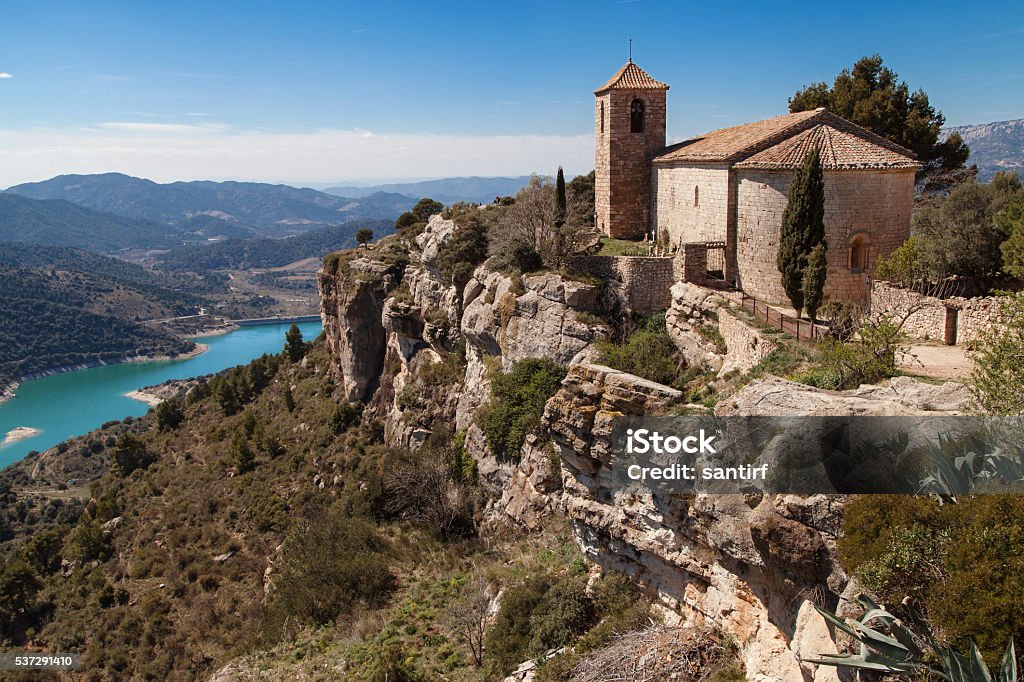 Lake and Church of Siurana Lake and Church of Siurana, Tarragona, Catalonia, Spain. Spain Stock Photo