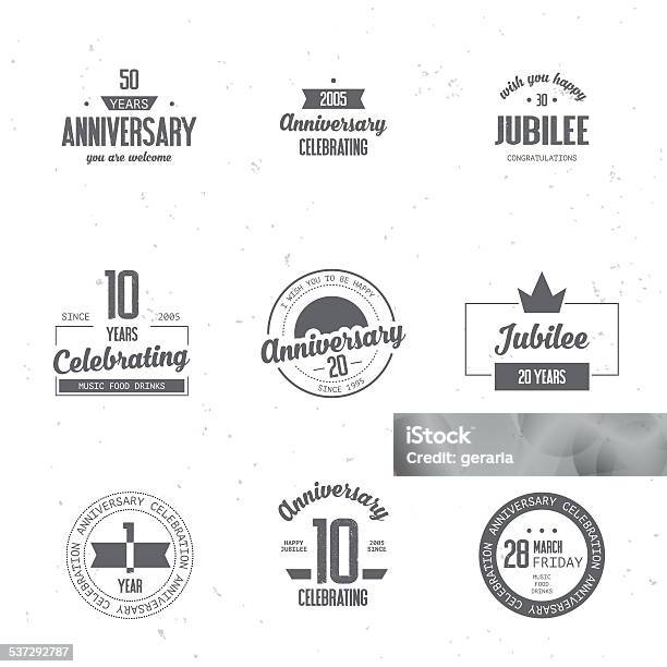 Anniversary Logos Set Stock Illustration - Download Image Now - Anniversary, 20th Anniversary, Badge