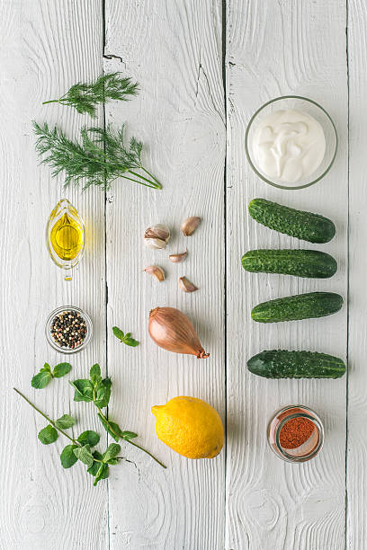 istock Ingredients for tzatziki on the white wooden table vertical 537293108