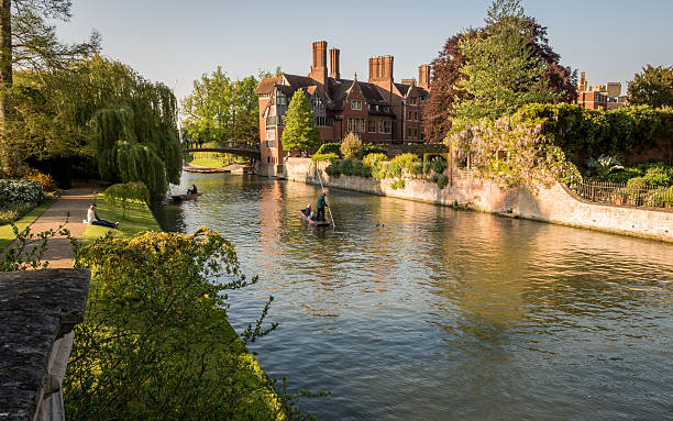 Punting on the River Cam, Cambridge, UK stock photo