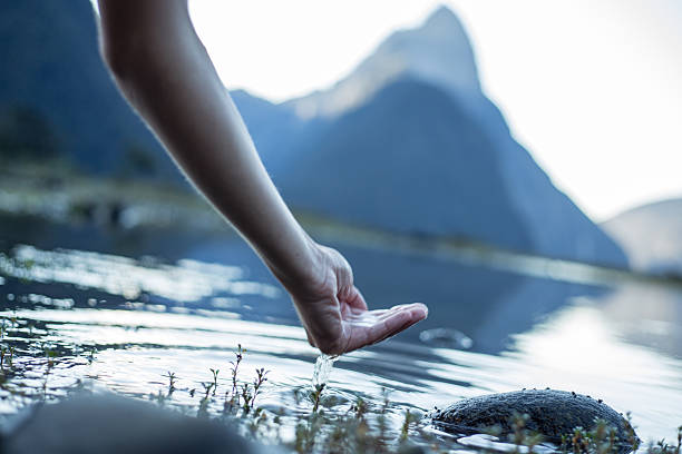 istock Hand cupped to catch fresh water from the lake-Mitre peak 537301714