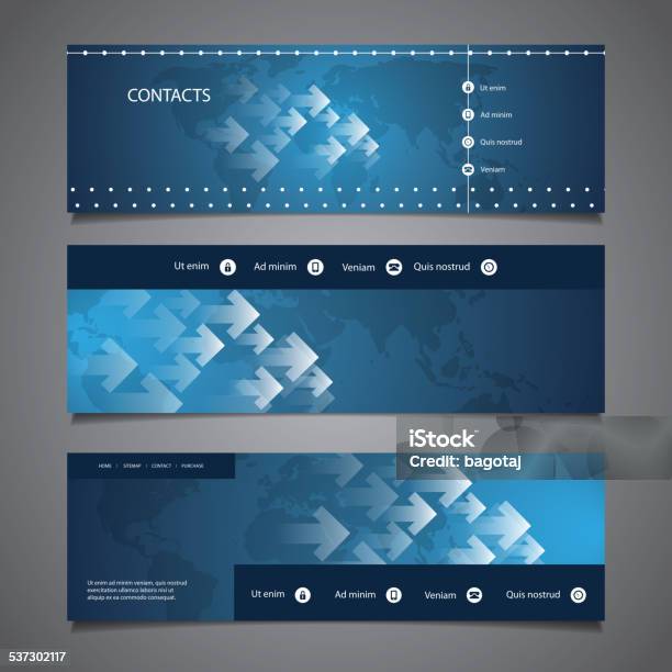 Web Design Elements Header Designs With World Map Stock Illustration ...