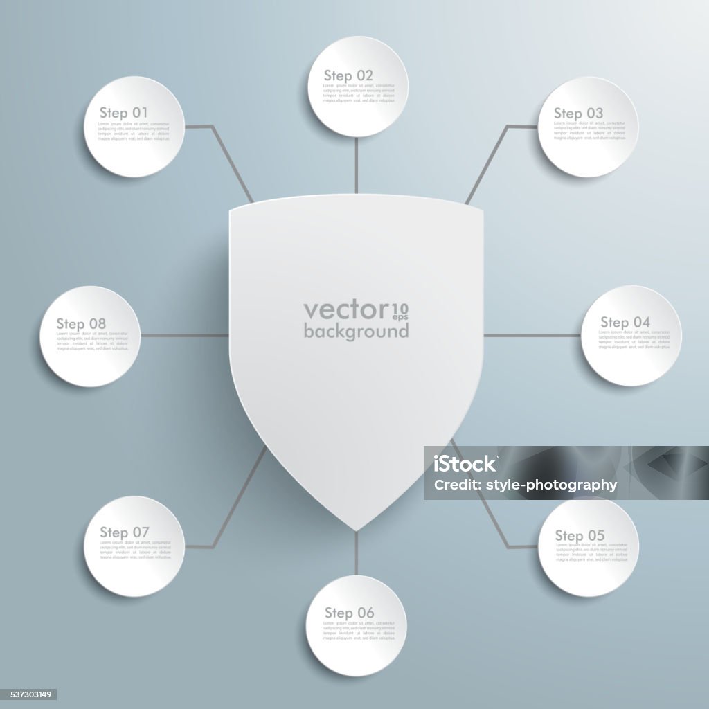 White Protection Structure White Protection Shield Infographic Design 8 Options Stock Illustration ...