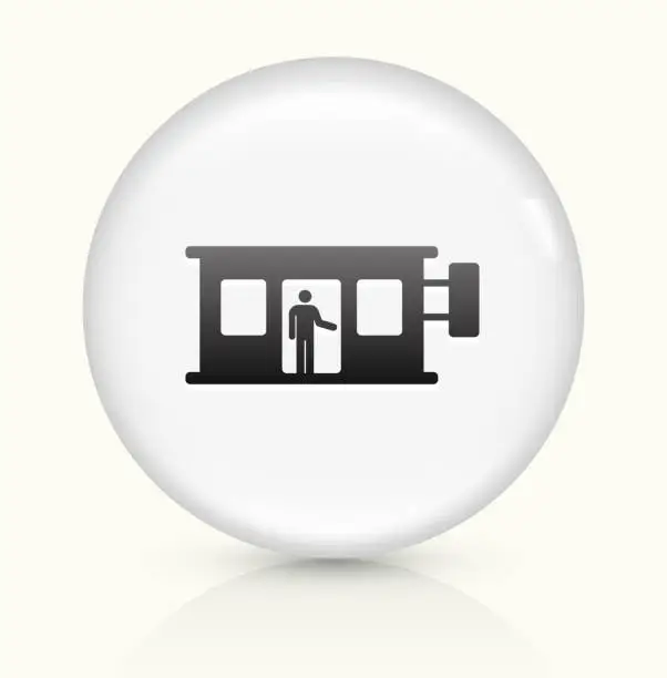 Vector illustration of Worker Station icon on white round vector button