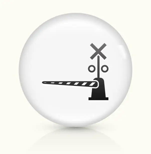 Vector illustration of Train Crossing icon on white round vector button