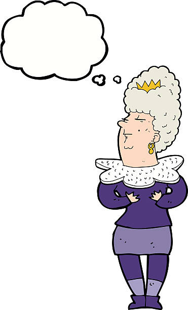 ilustrações de stock, clip art, desenhos animados e ícones de mulher aristocratic mulher com balão de pensamento em desenho animado - baroness