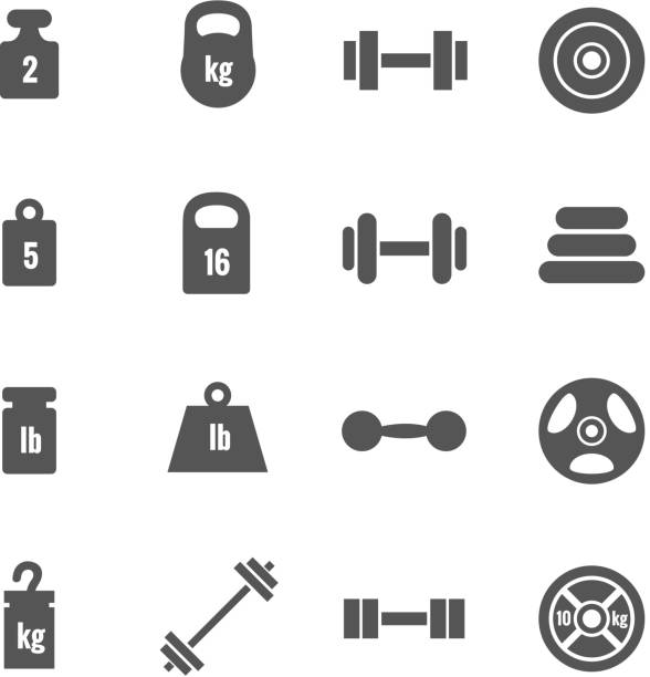 Weight vector icons Weight vector icons. Weight dumbbell, heavy weight barbell, element weight illustration weightlifting stock illustrations