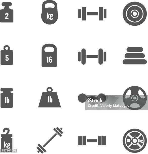 Weight Vector Icons向量圖形及更多圖示圖片 - 圖示, 砝碼, 啞鈴