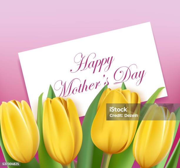 Realistic Colorful Tulips In Isolated Background Stock Illustration - Download Image Now - 2015, Banner - Sign, Beauty