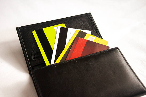 Credit cards in wallet stock photo