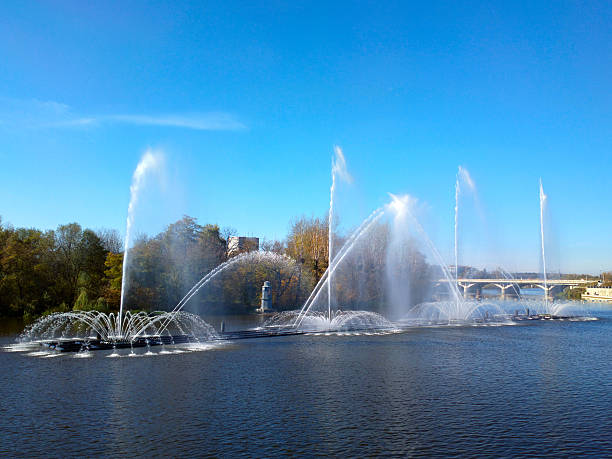 Fountain on the river in Vinnytsia. This image was taken with a mobile phone. vinnytsia photos stock pictures, royalty-free photos & images