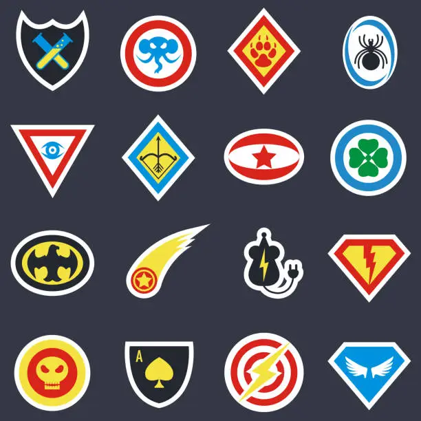 Vector illustration of Superhero color vector badges, emblems, logos