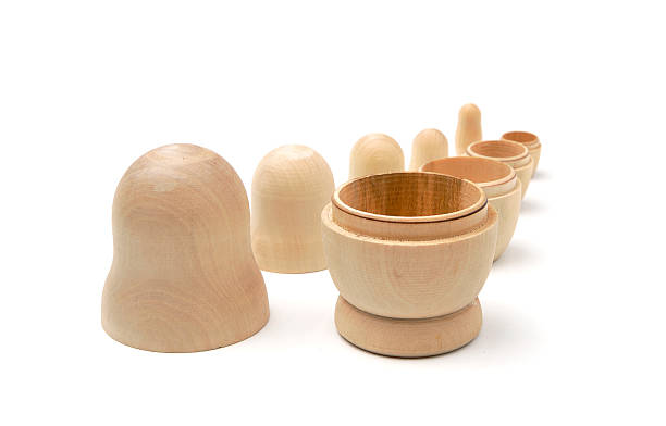 istock Set of five disassembled wooden matryoshkas 537312335